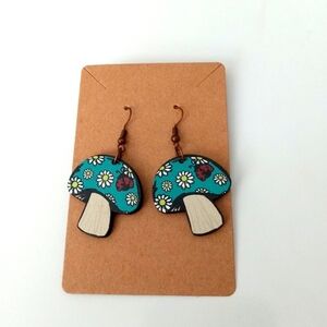 Mushroom Earrings with Floral Design